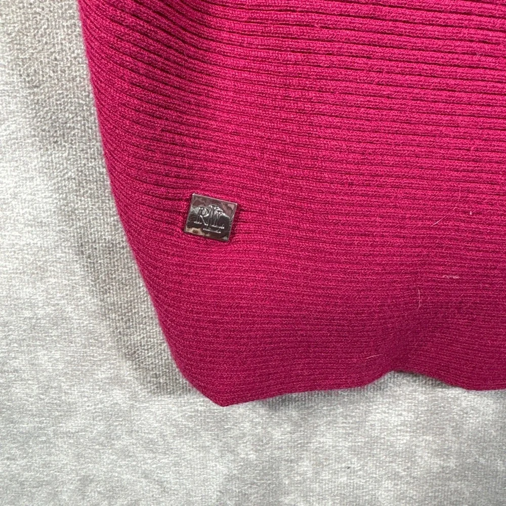 Lauren Ralph Lauren Sweater Women M Pink Ribbed Batwing‎ Cotton Blend Pullover